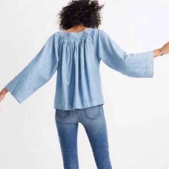 Madewell Square Neck Denim Top Size Small - Picture 3 of 11